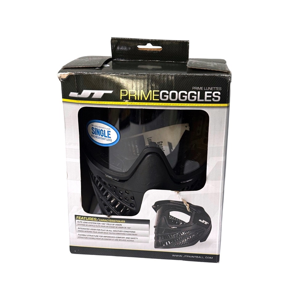 JT Prime Paintball‎ Goggles Black Fog Resistant Single Lens 180 Field of Vision